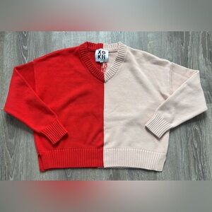 Rosenthal Women’s Two-Tone Heart V Neck Sweater Size M